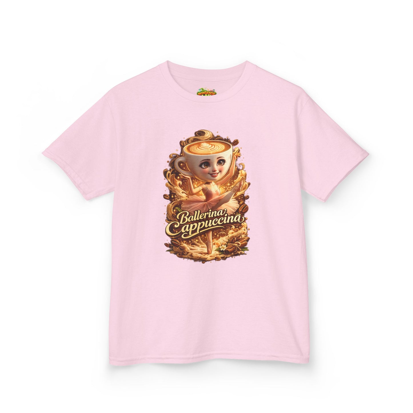 Kids Tee — 'Ballerina Cappuccino' Cute Coffee Cup Character Shirt