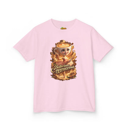 Kids Tee — 'Ballerina Cappuccino' Cute Coffee Cup Character Shirt