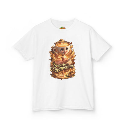 Kids Tee — 'Ballerina Cappuccino' Cute Coffee Cup Character Shirt