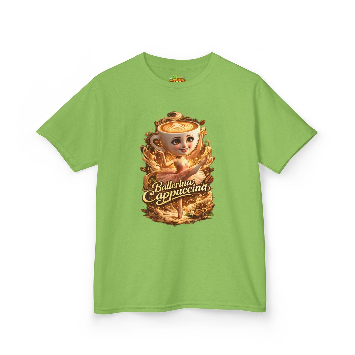 Kids Tee — 'Ballerina Cappuccino' Cute Coffee Cup Character Shirt