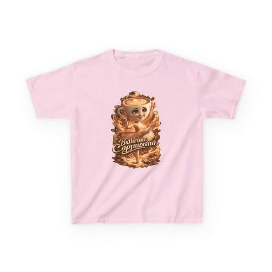 Kids Tee — 'Ballerina Cappuccino' Cute Coffee Cup Character Shirt